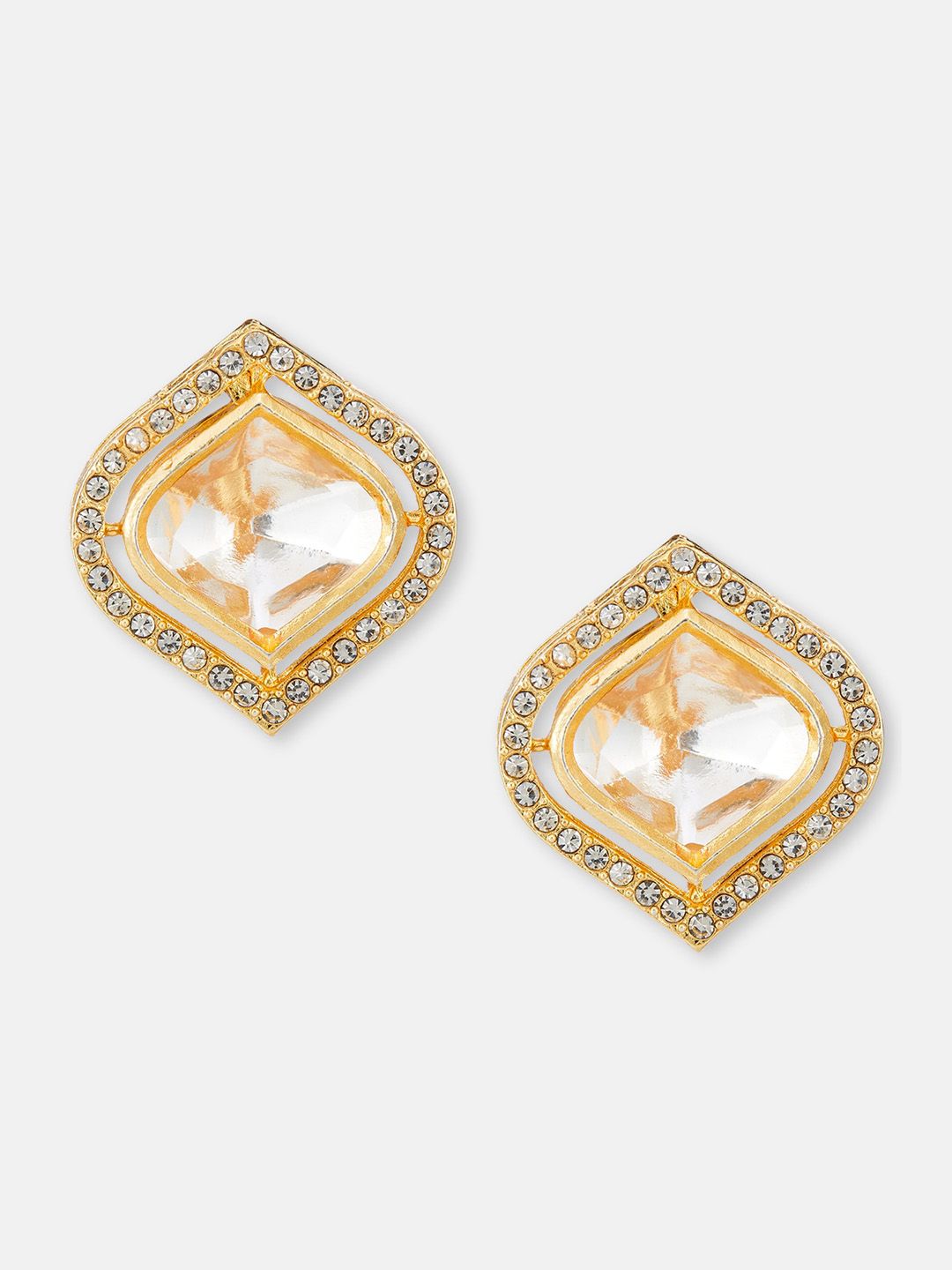 ATIBELLE Set Of 2 Silver-Plated German Silver Contemporary Studs Earrings