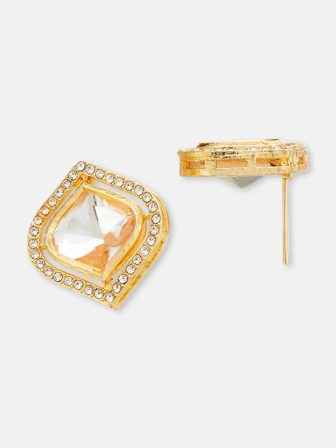 ATIBELLE Set Of 2 Silver-Plated German Silver Contemporary Studs Earrings