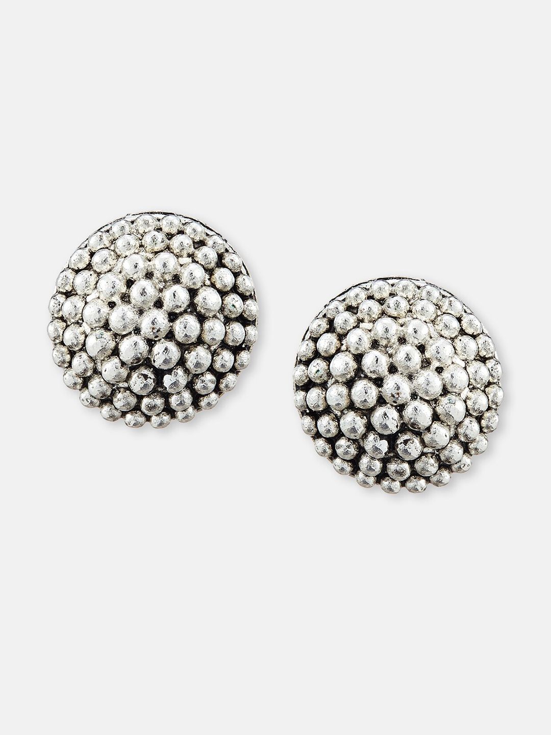 ATIBELLE Set Of 2 German Silver Silver-Plated Contemporary Studs Earrings