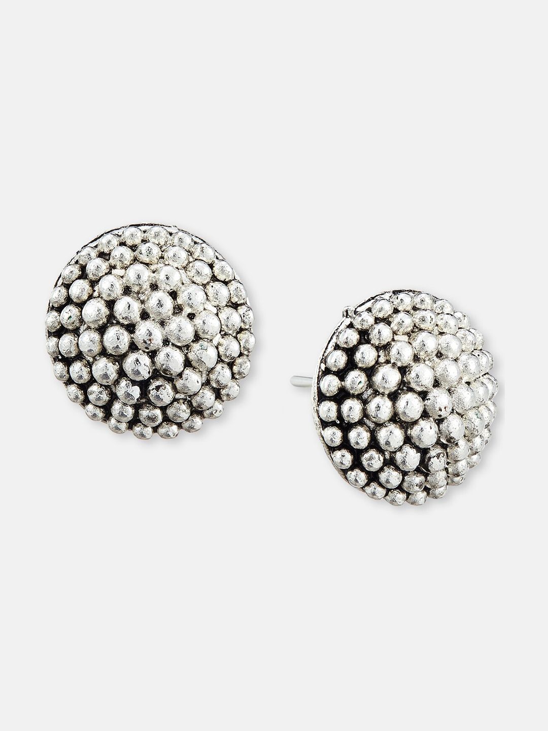 ATIBELLE Set Of 2 German Silver Silver-Plated Contemporary Studs Earrings