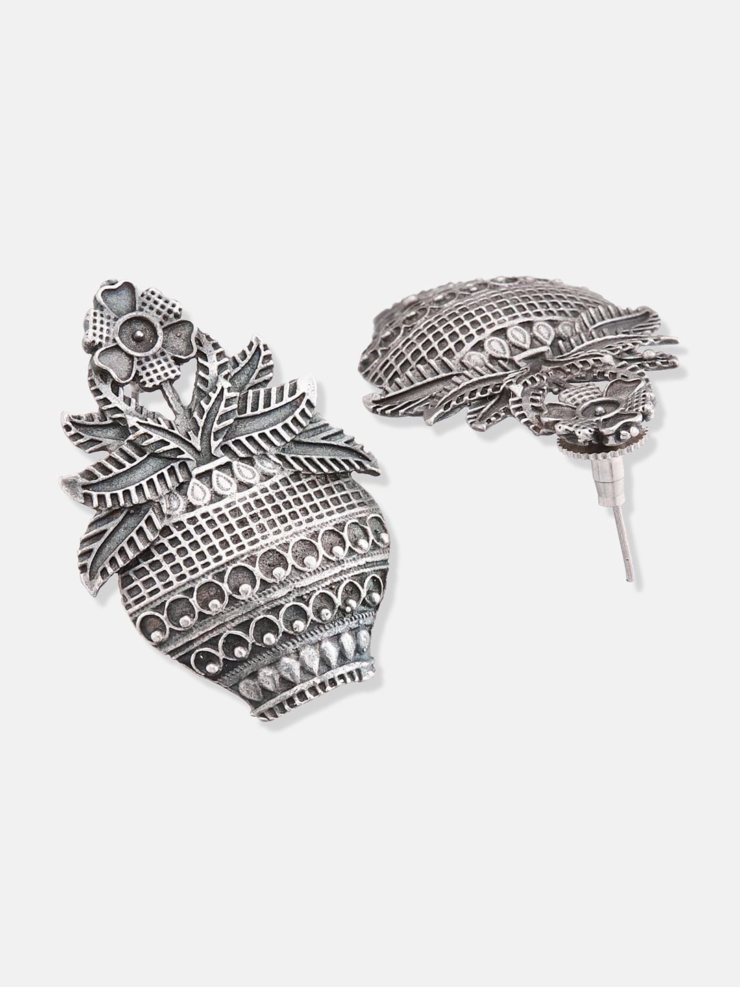 ATIBELLE Set Of 2 Silver-Plated Contemporary Studs Earrings