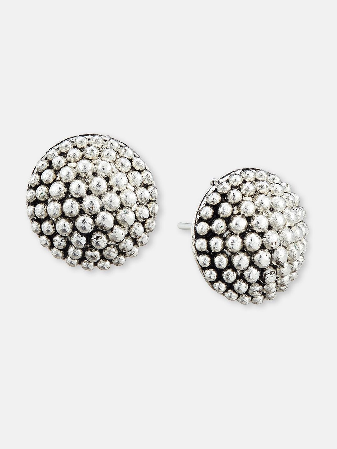 ATIBELLE Set Of 2 Silver-Plated Contemporary Studs Earrings