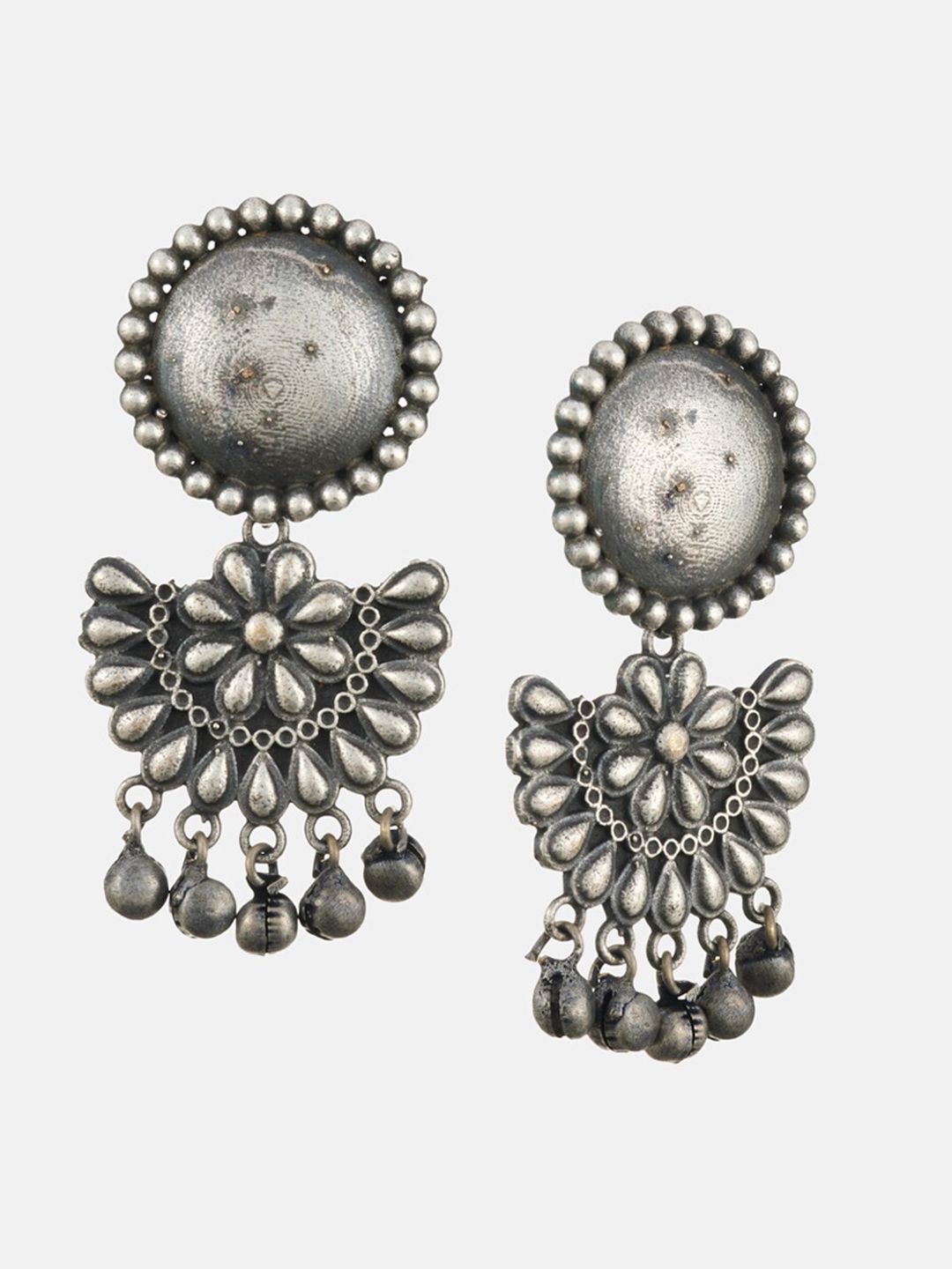 ATIBELLE Set Of 2 Silver-Plated Contemporary Studs Earrings
