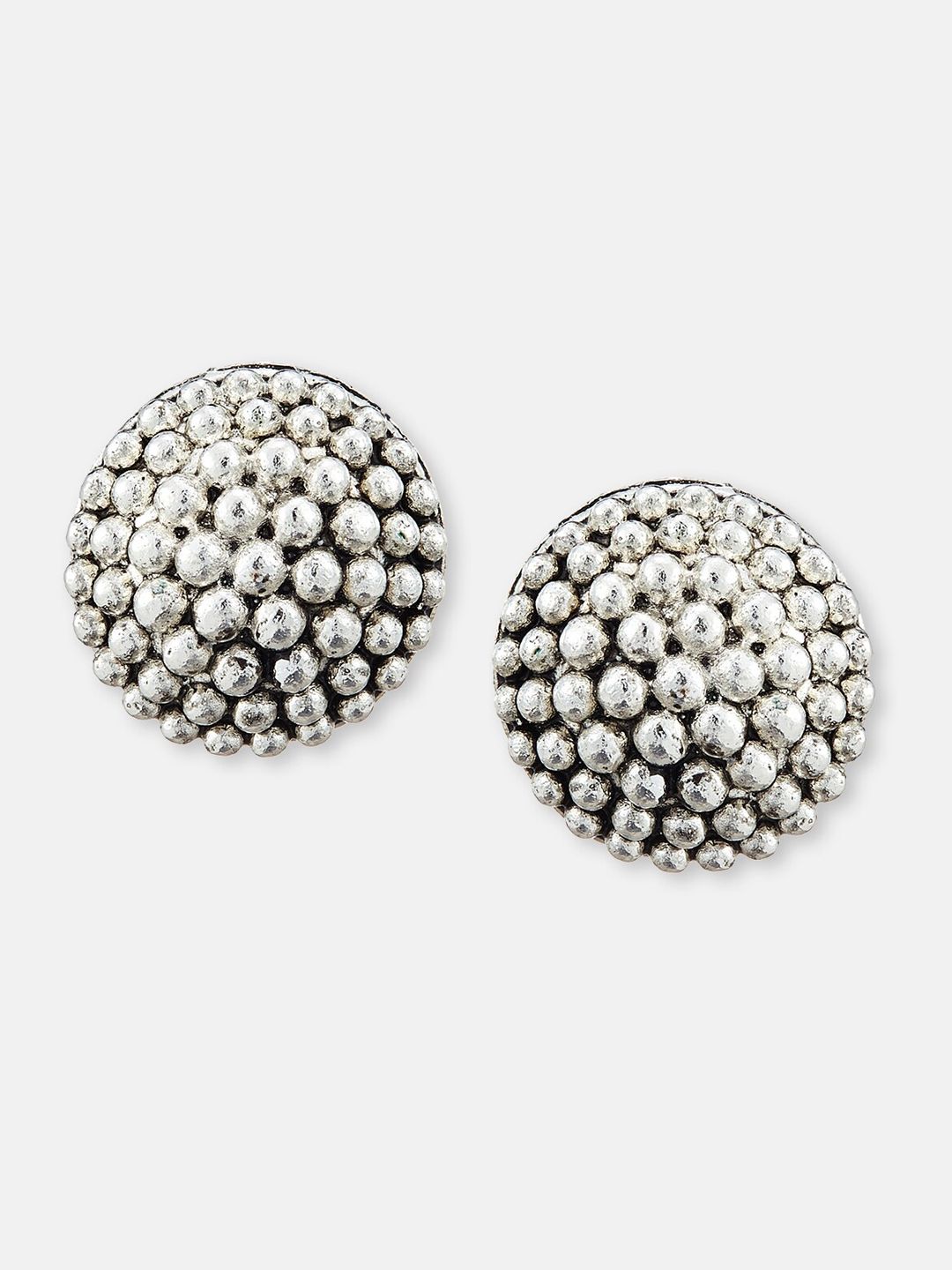 ATIBELLE Set Of 2 Silver-Plated Contemporary Studs Earrings