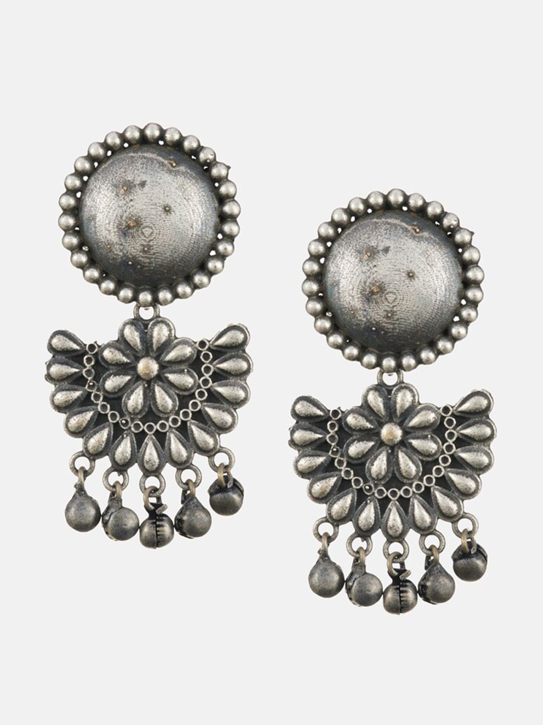 ATIBELLE Set Of 2 Silver-Plated Contemporary Studs Earrings