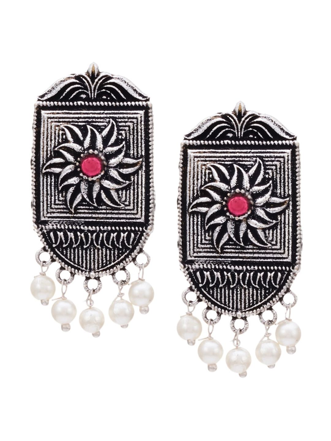 ATIBELLE Set Of 2 Silver-Plated Contemporary Drop Earrings