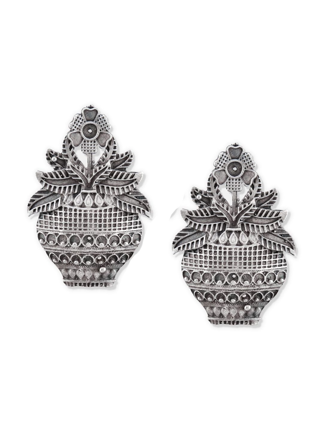 ATIBELLE Set Of 2 Silver-Plated Contemporary Drop Earrings