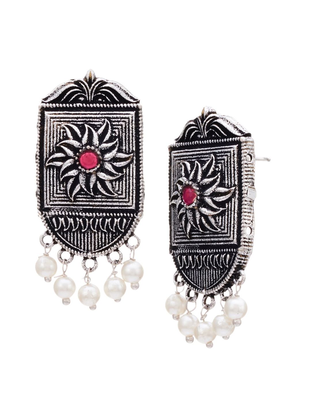 ATIBELLE Set Of 2 Silver-Plated Contemporary Drop Earrings