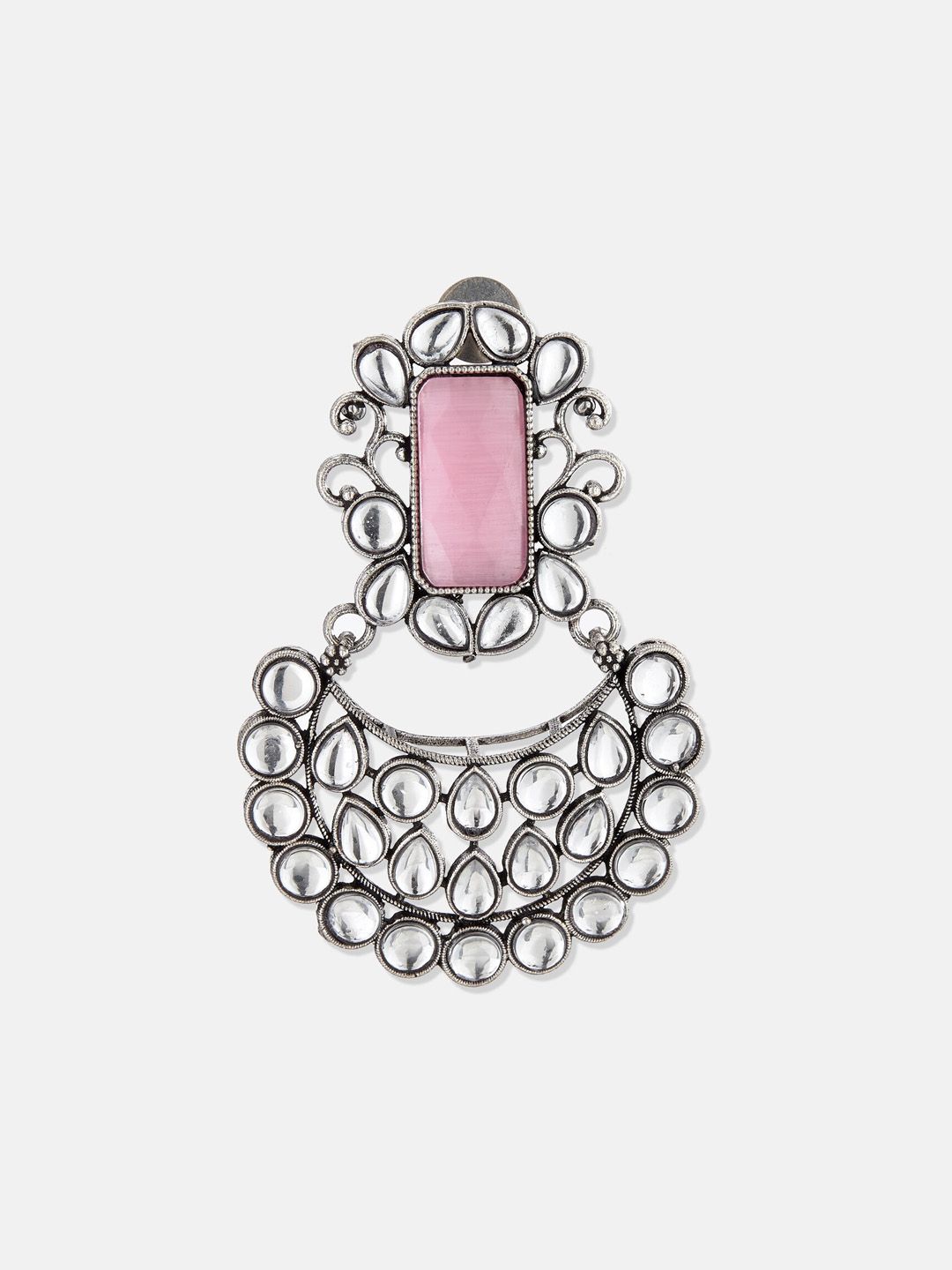 ATIBELLE Set Of 2 Silver-Plated Contemporary Studs Earrings