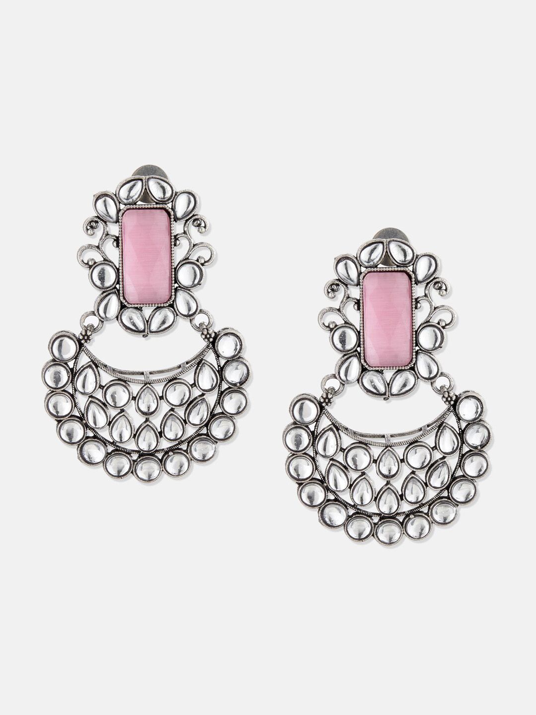 ATIBELLE Set Of 2 Silver-Plated Contemporary Studs Earrings