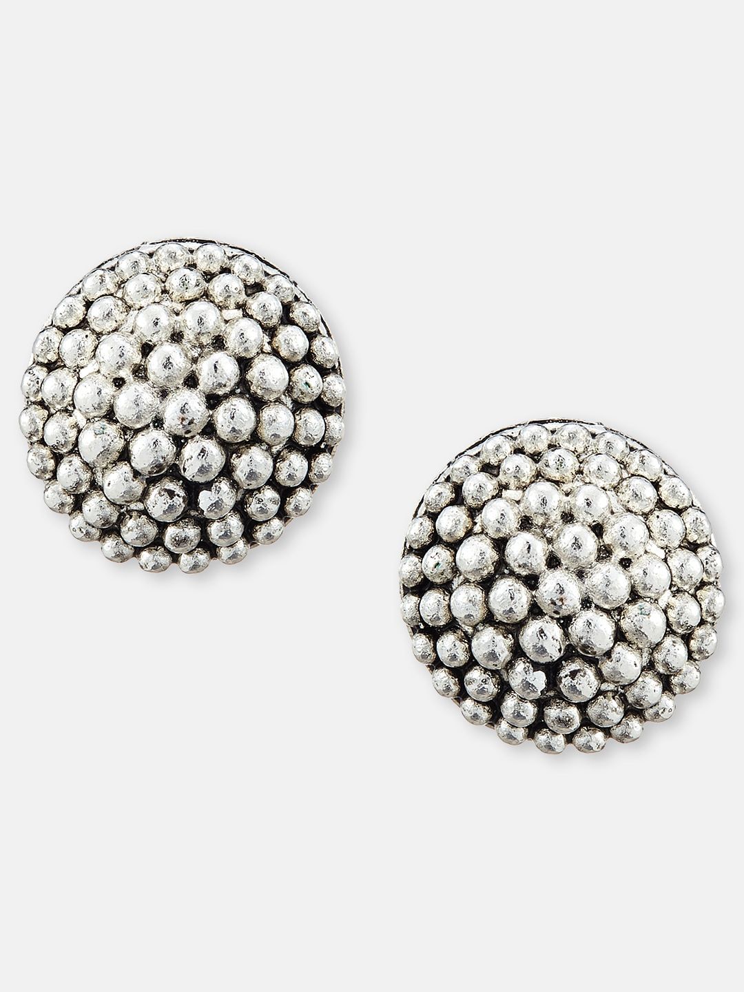 ATIBELLE Set Of 2 Silver-Plated Dome Shaped Jhumkas