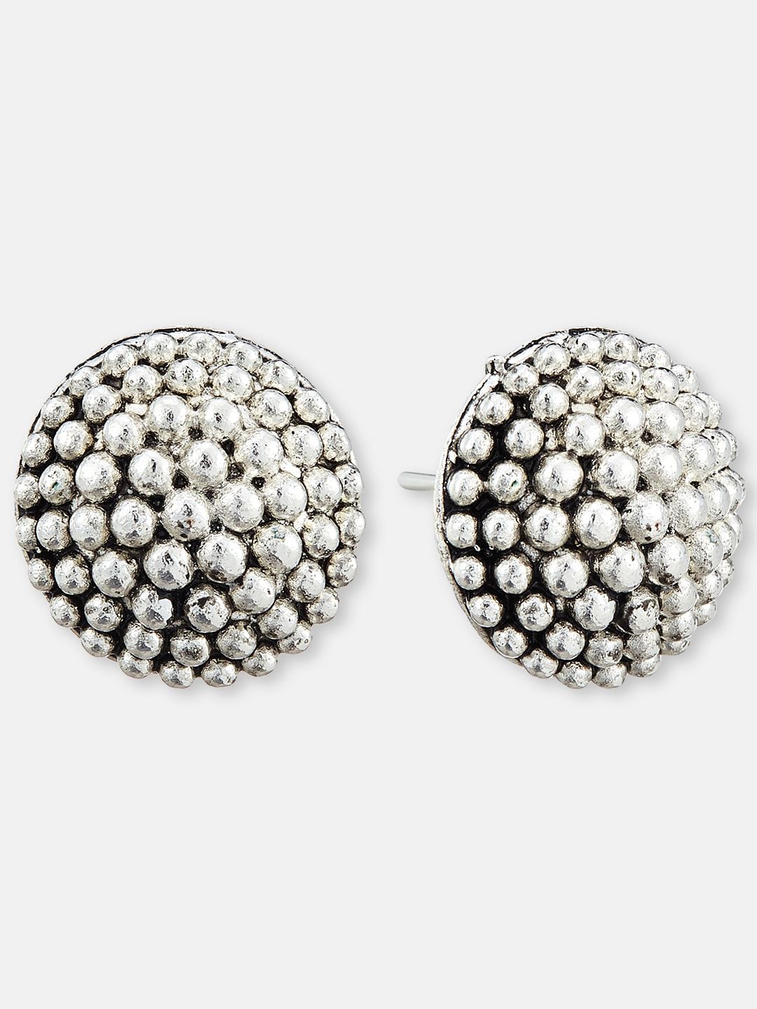 ATIBELLE Set Of 2 Silver-Plated Dome Shaped Jhumkas
