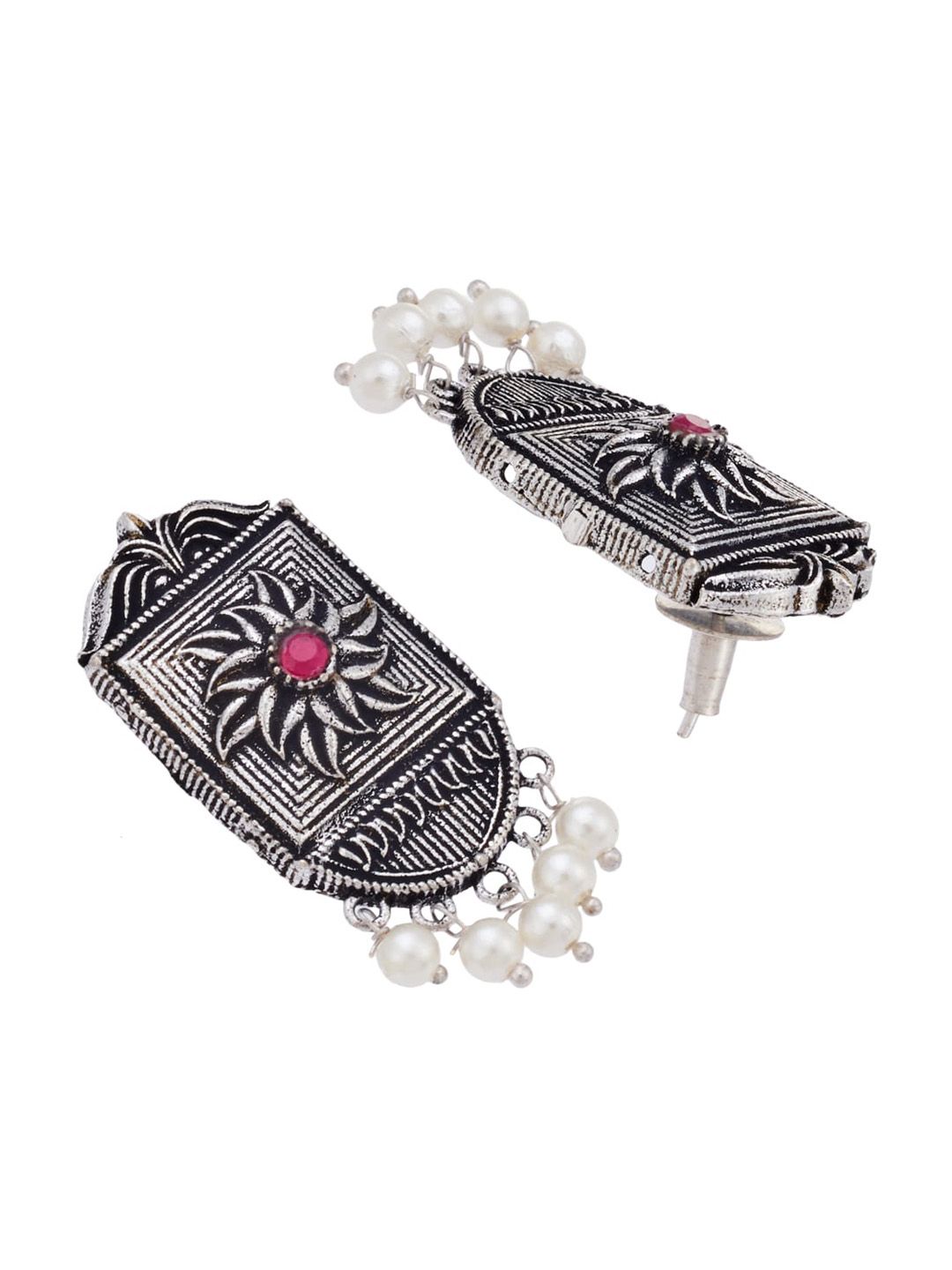 ATIBELLE Set Of 2 Silver-Plated Contemporary Drop Earrings