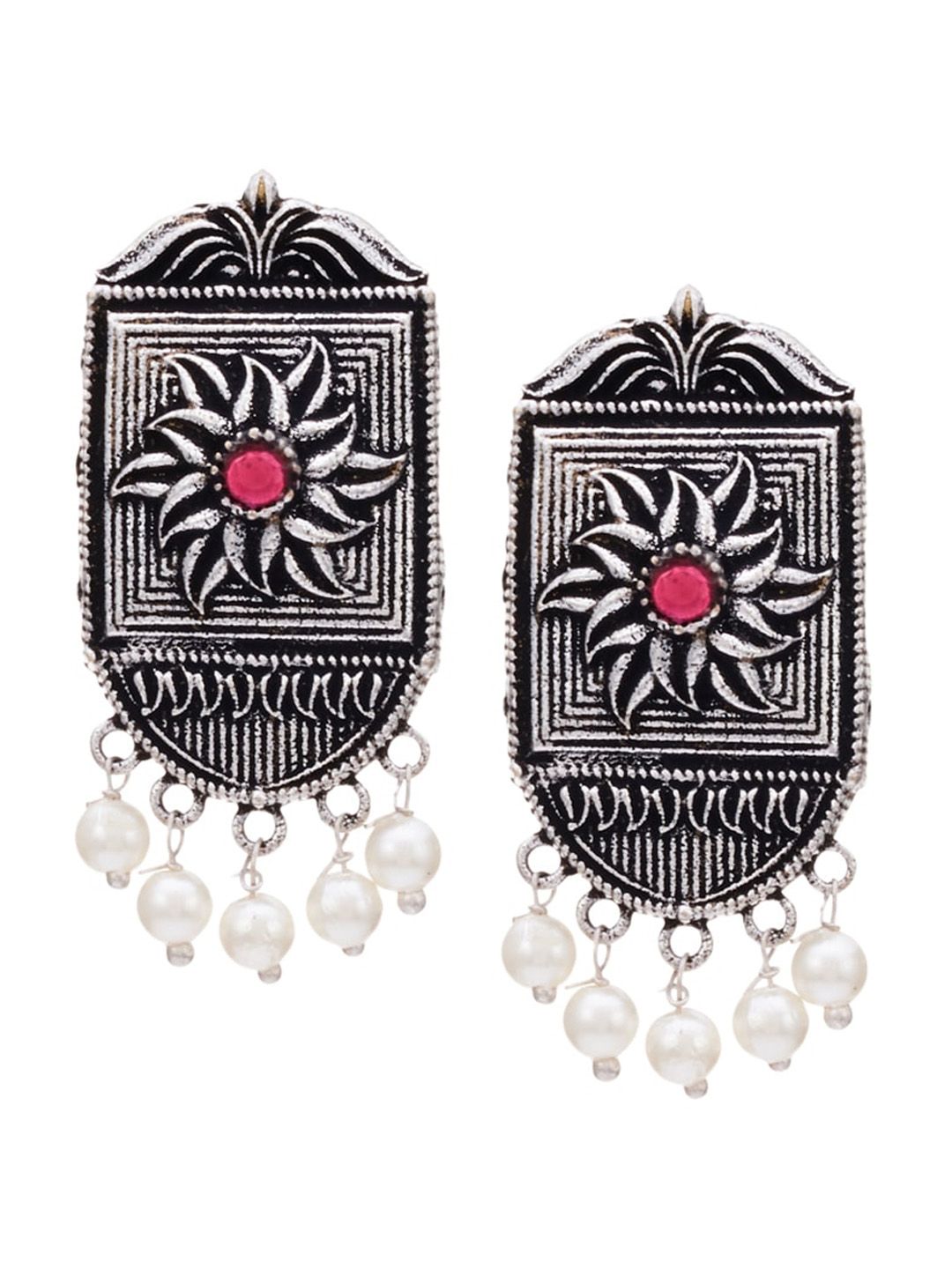 ATIBELLE Set Of 2 Silver-Plated Contemporary Drop Earrings