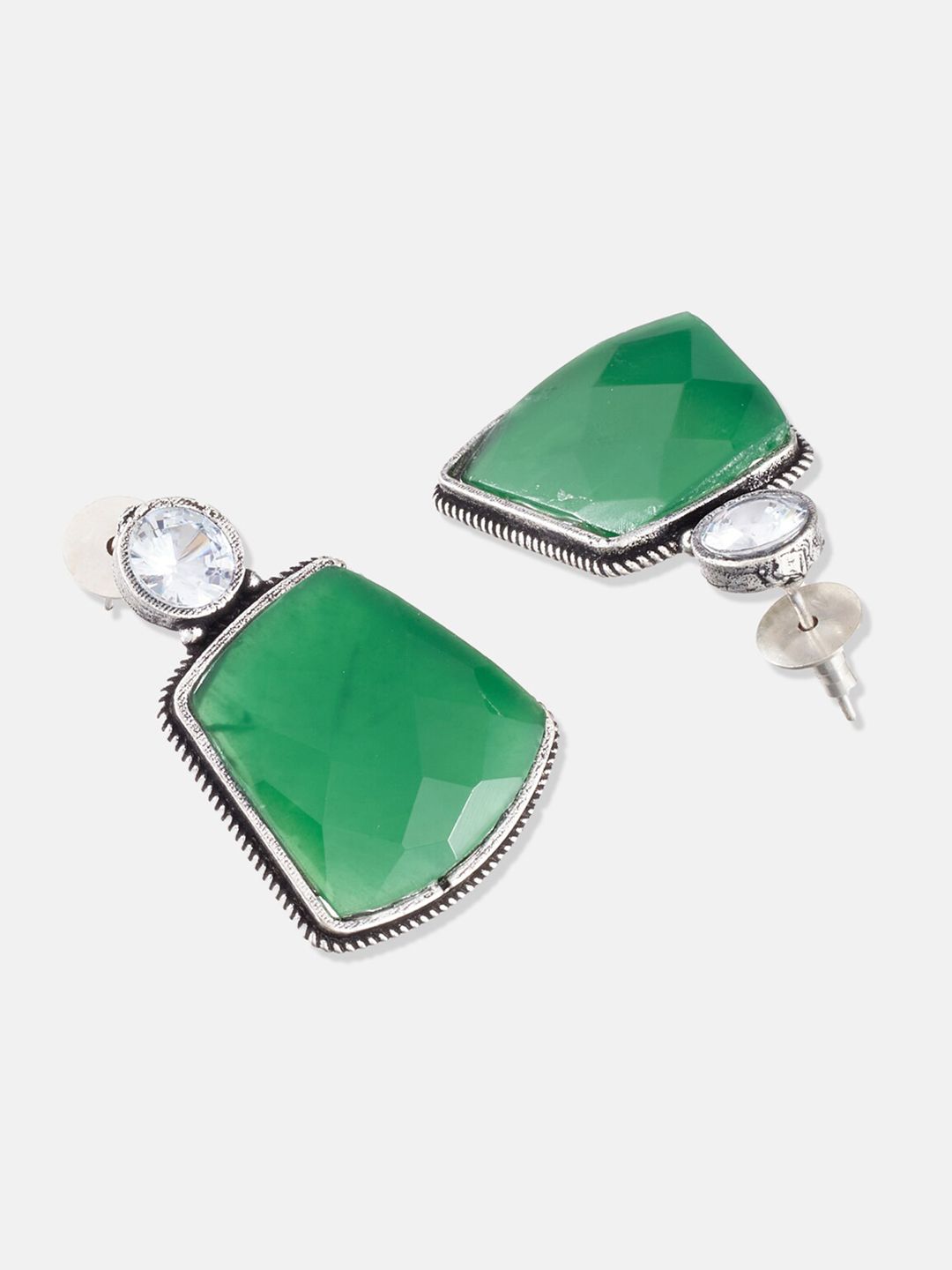 ATIBELLE Set Of 2 Silver-Plated Contemporary Studs Earrings