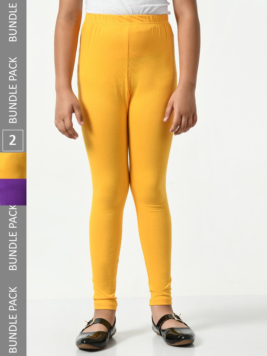 BAESD Girls Pack Of 2 Churidar Length Cotton Lycra Leggings-picture-31