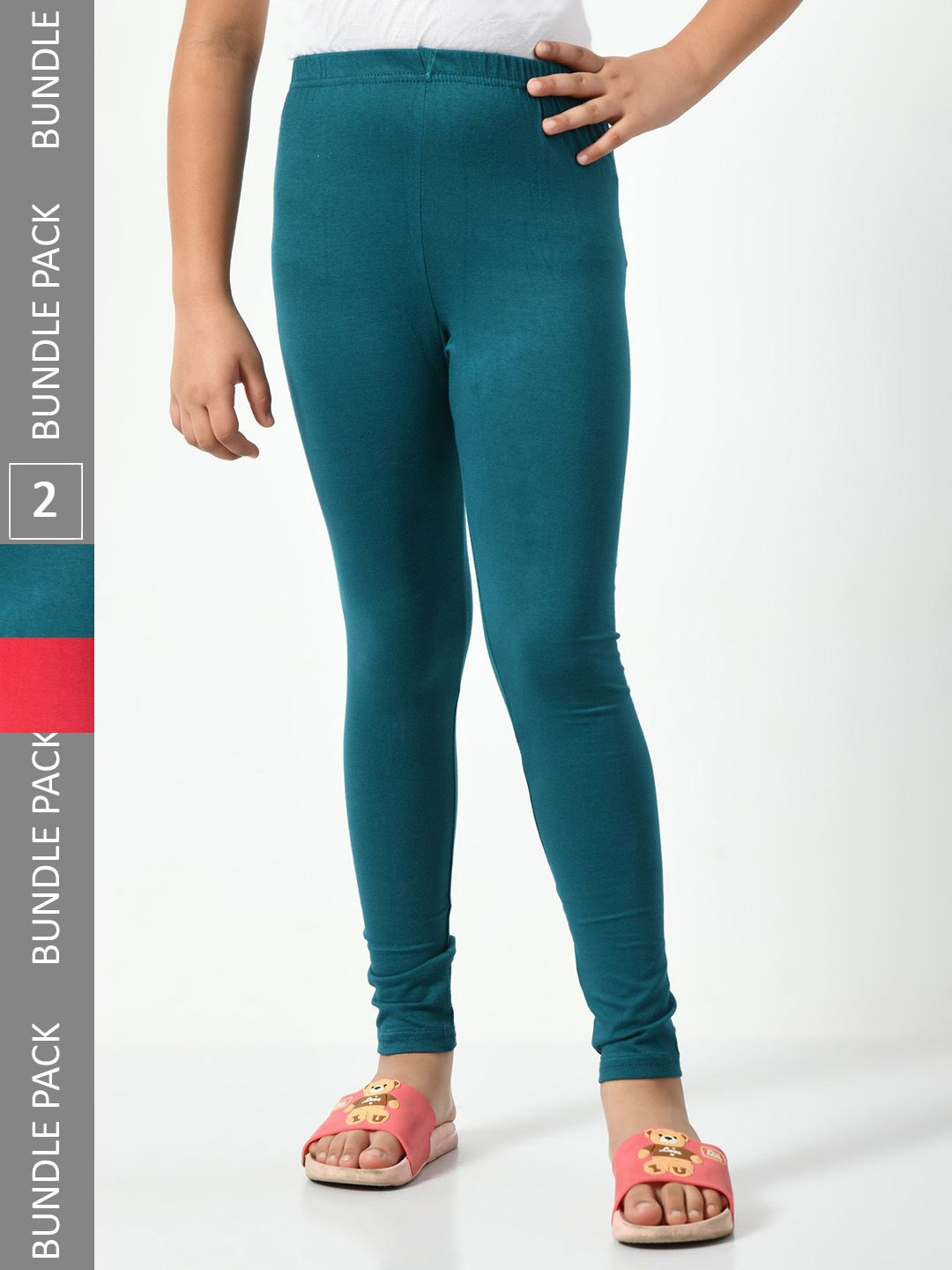 BAESD Girls Pack of 2 Cotton Churidar-Length Leggings-picture-14