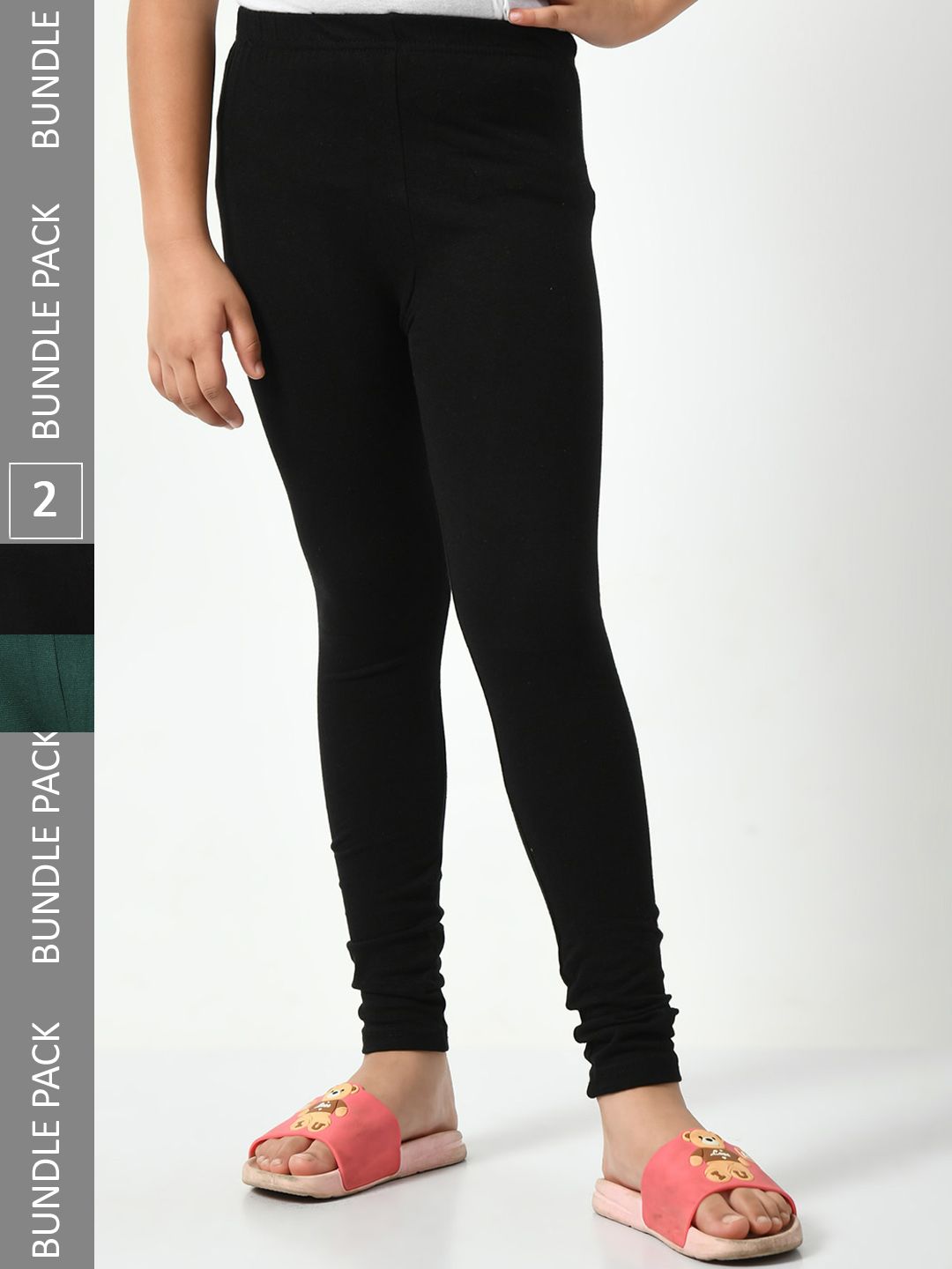 BAESD Girls Pack Of 2 Churidar Length Cotton Leggings-picture-27