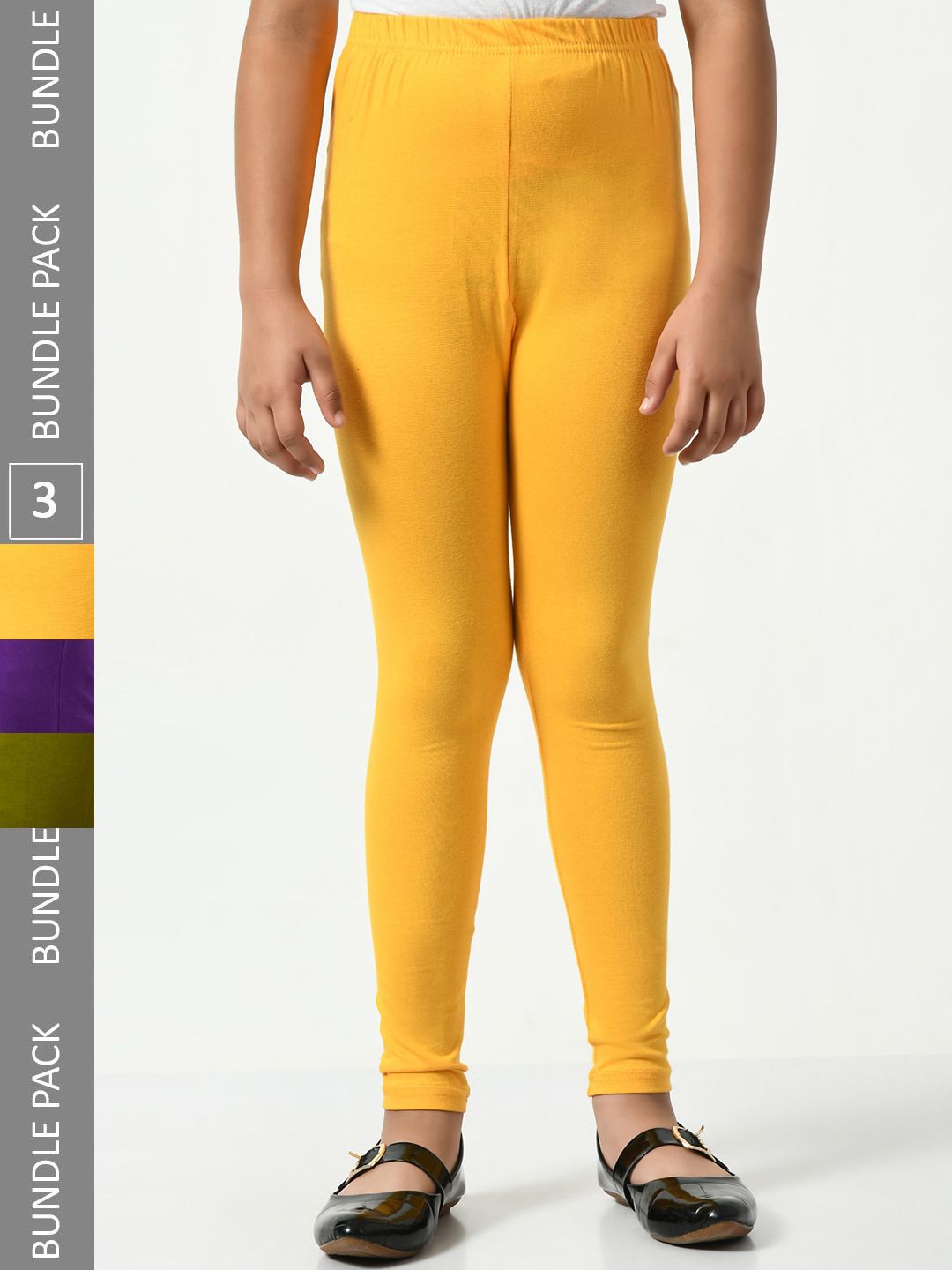 BAESD Girls Pack Of 3 Churidar-Length Leggings-picture-16