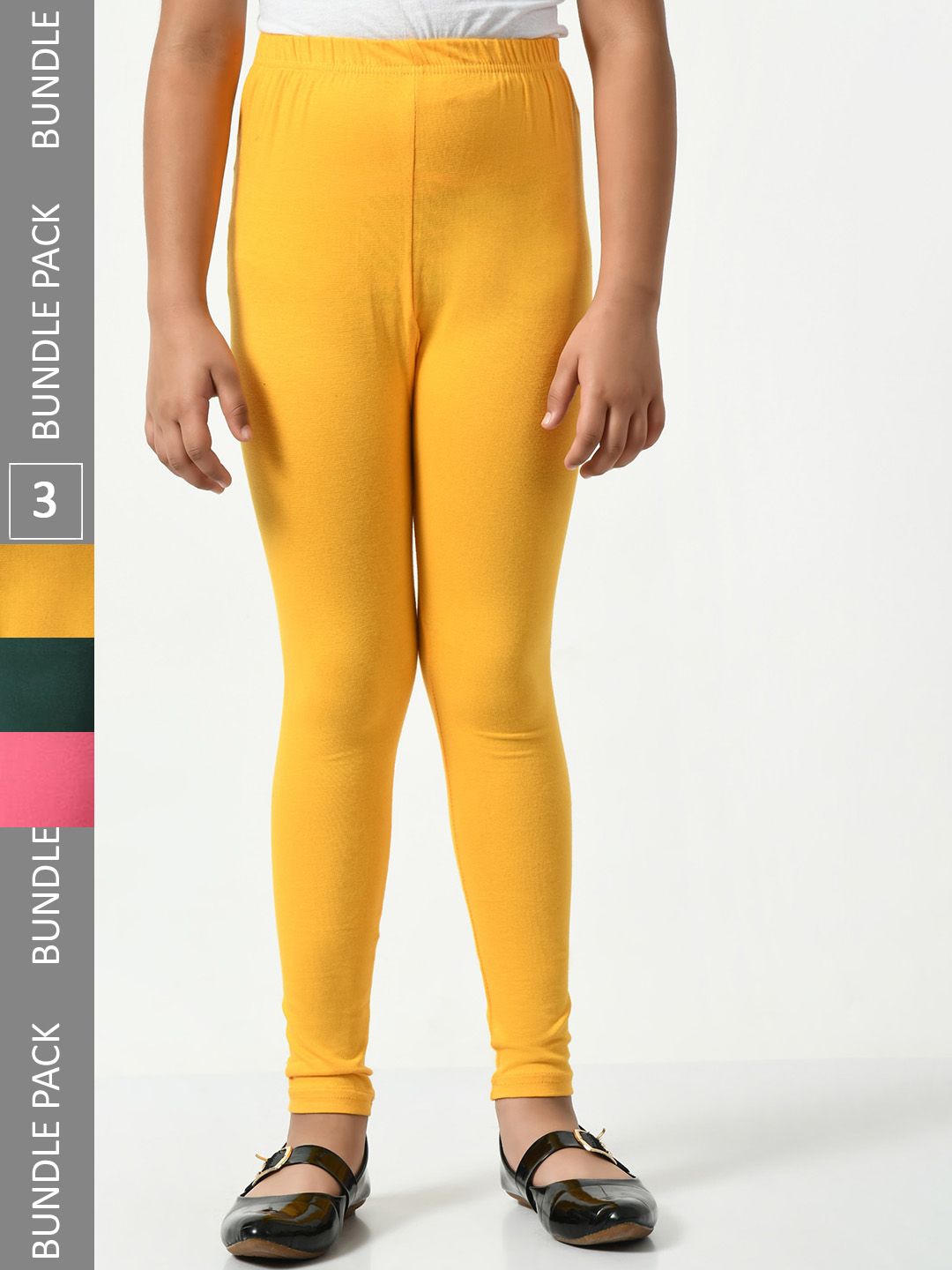 BAESD Girls Pack Of 3 Churidar Length Leggings-picture-50