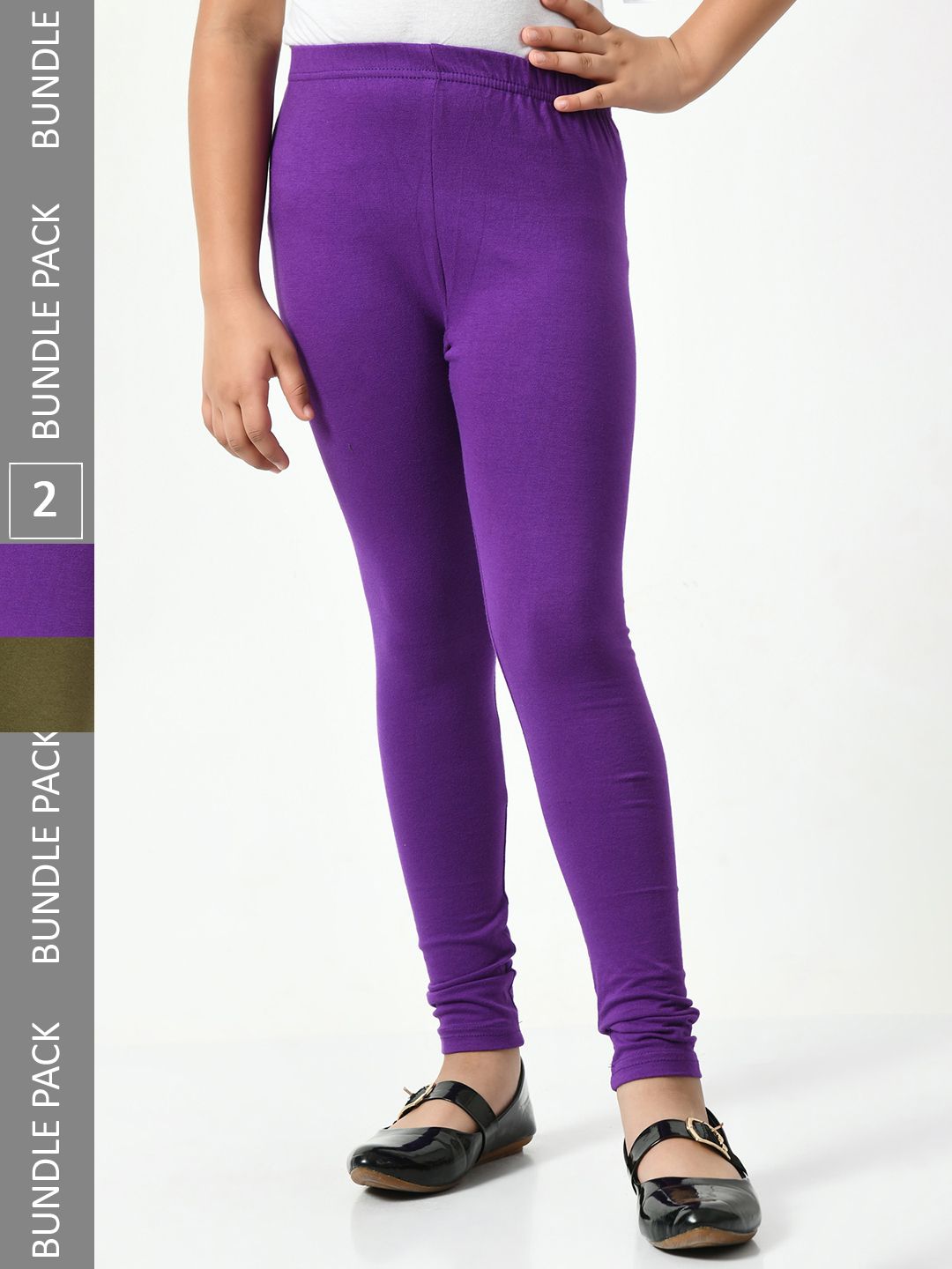 BAESD Girls Pack Of 2 Churidar-Length Leggings-picture-55