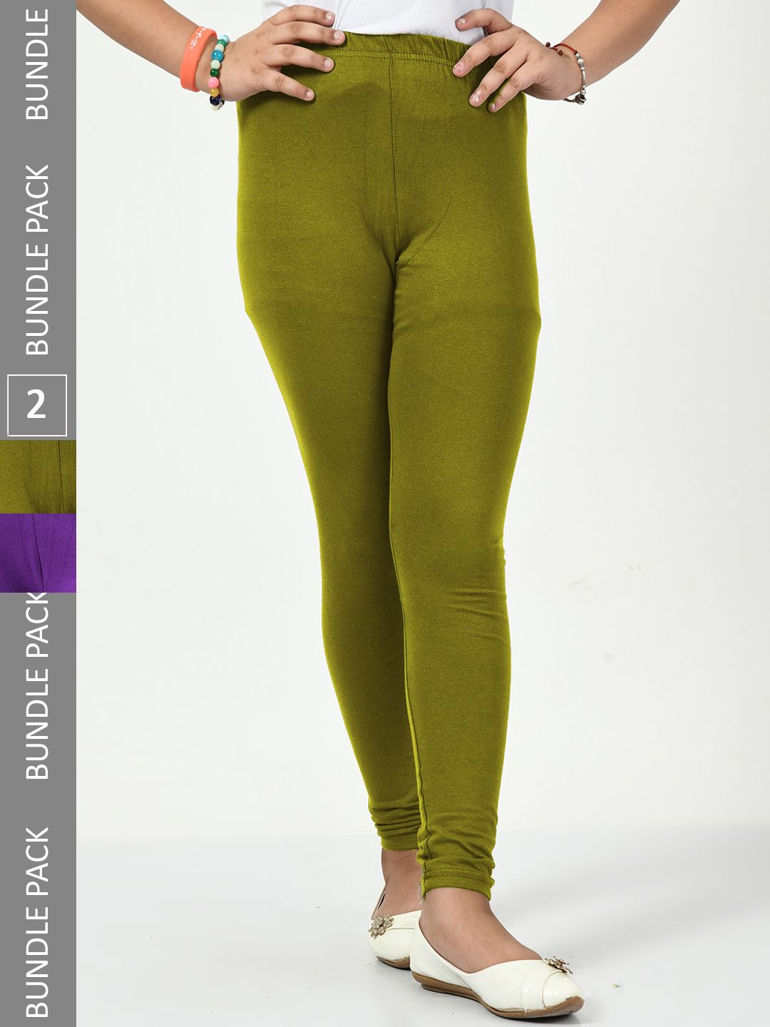 BAESD Girls Pack of 2 Super Soft Churidar Length Leggings-picture-57