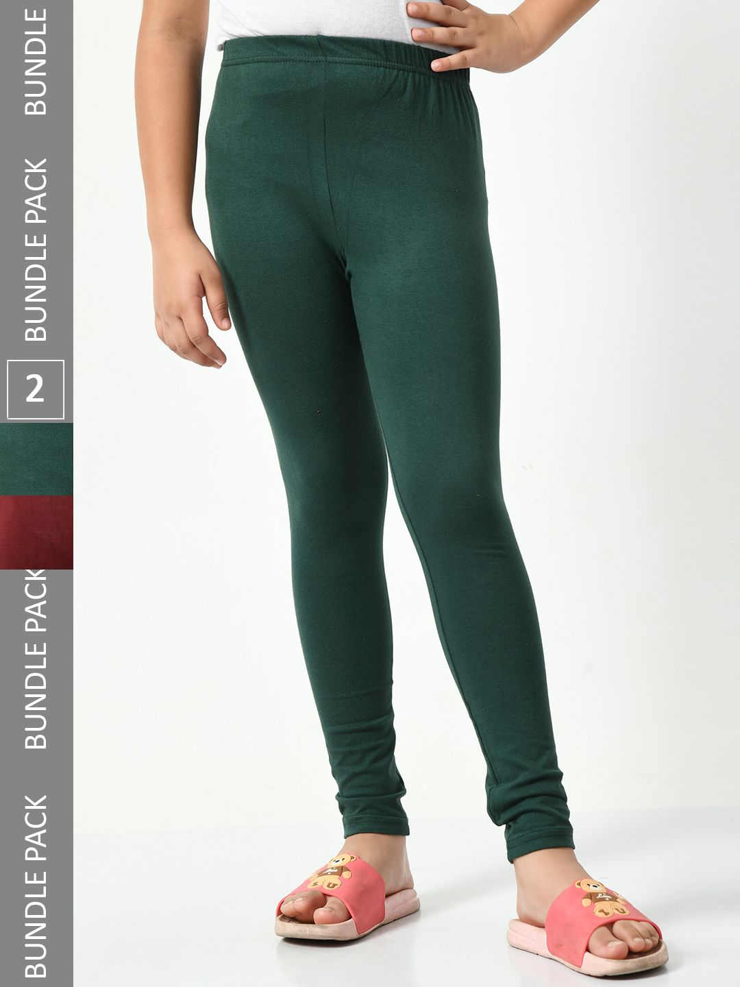 BAESD Girls Pack Of 2 Churidar Length Cotton Leggings-picture-26