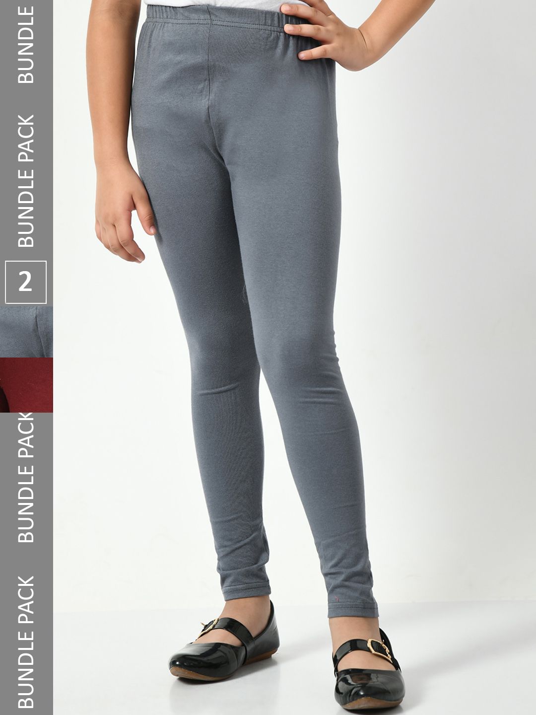 BAESD Girls Pack Of 2 Churidar Length Cotton Leggings-picture-28