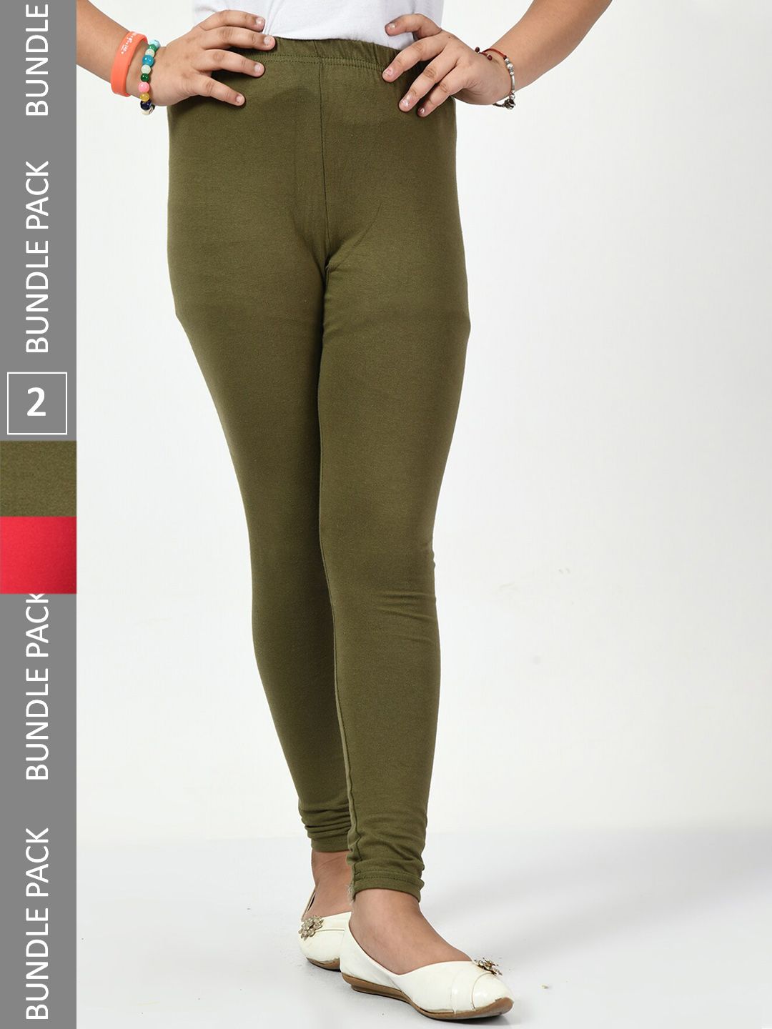 BAESD Girls Pack Of 2 Churidar-Length Leggings-picture-42