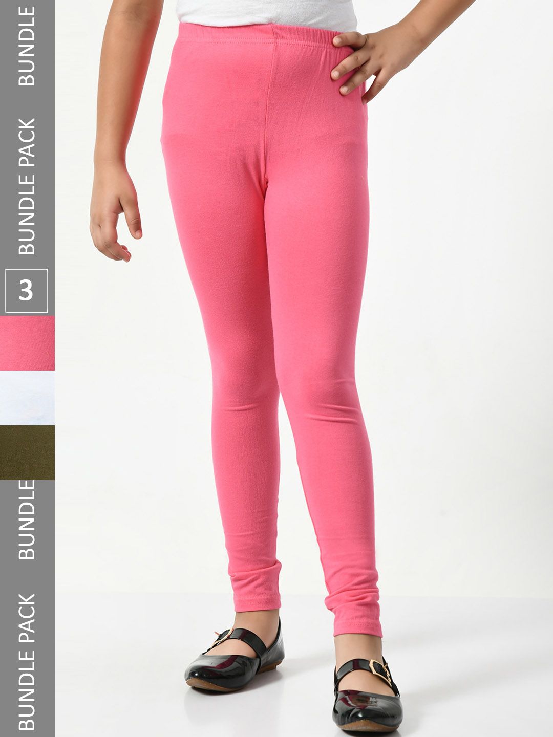 BAESD Girls Pack Of 3 Churidar-Length Leggings-picture-20