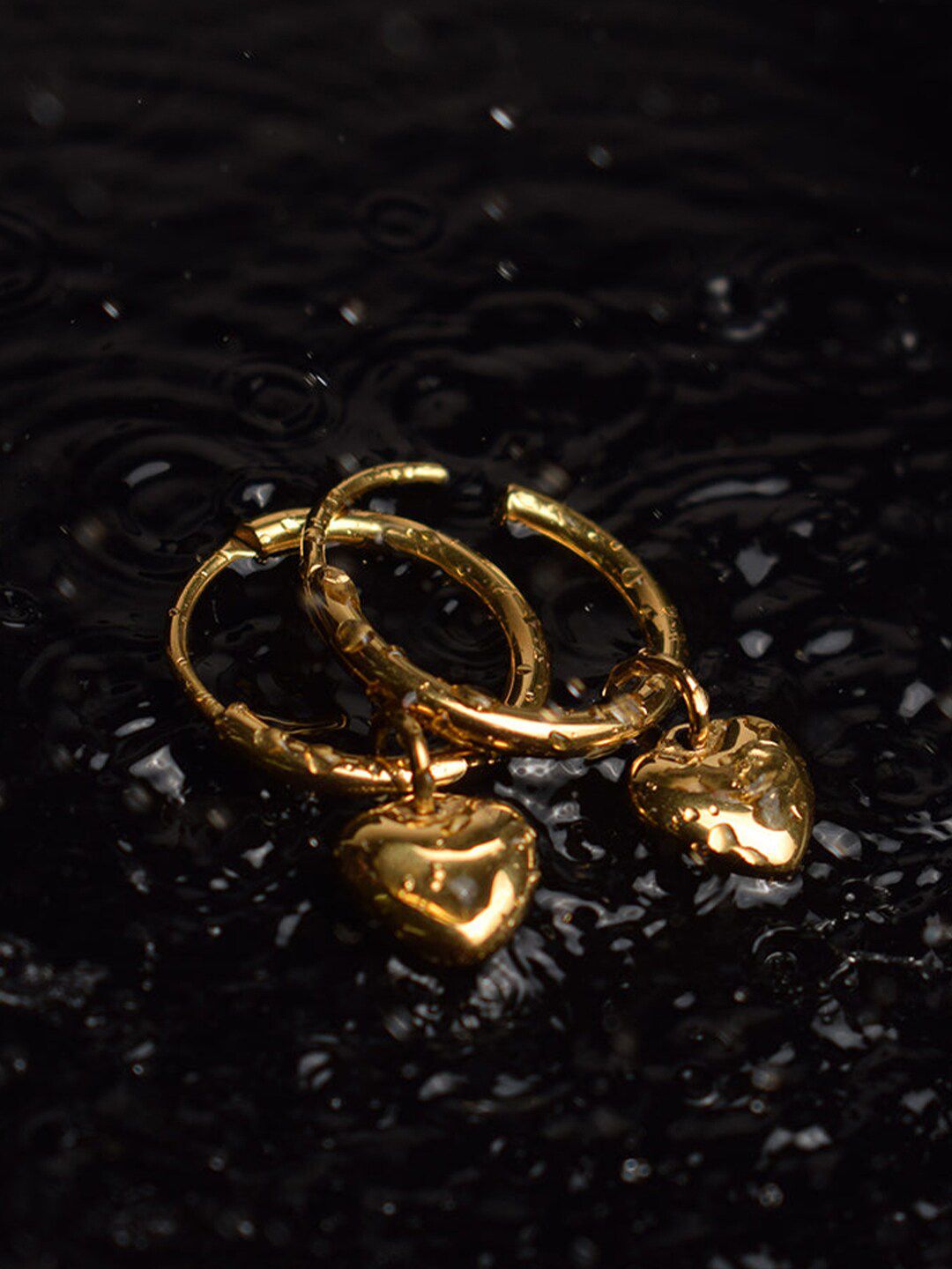 PALMONAS 18KT Gold Plated Stainless Steel Heart Shaped Hoop Earrings-picture-39