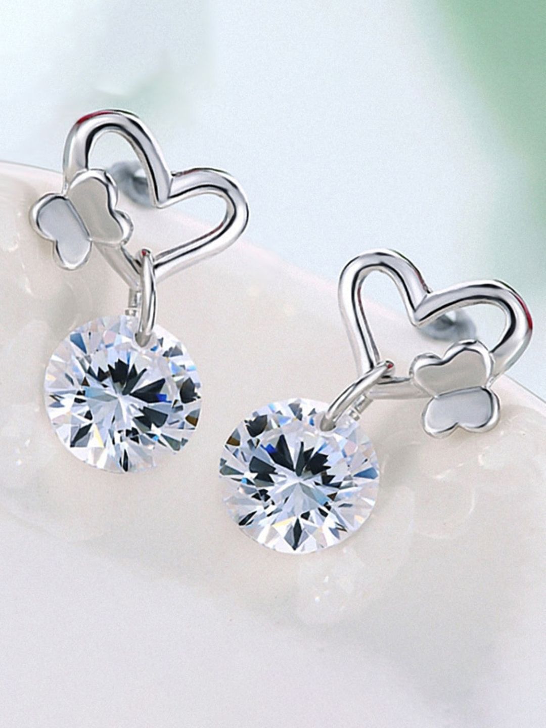 MYKI Stainless Steel Silver-Plated Contemporary Drop Earrings-picture-29