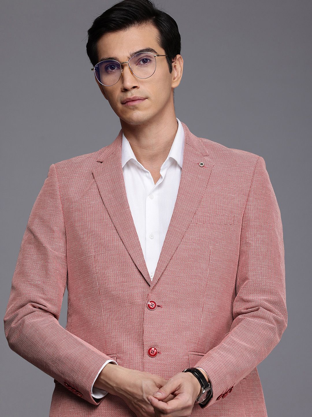 Raymond Contemporary Fit Self Design Single-Breasted Linen Cotton Formal Blazers-picture-11