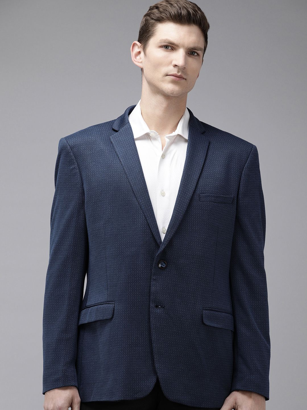 Park Avenue Super Slim Fit Self Design Single-Breasted Formal Blazers-picture-21