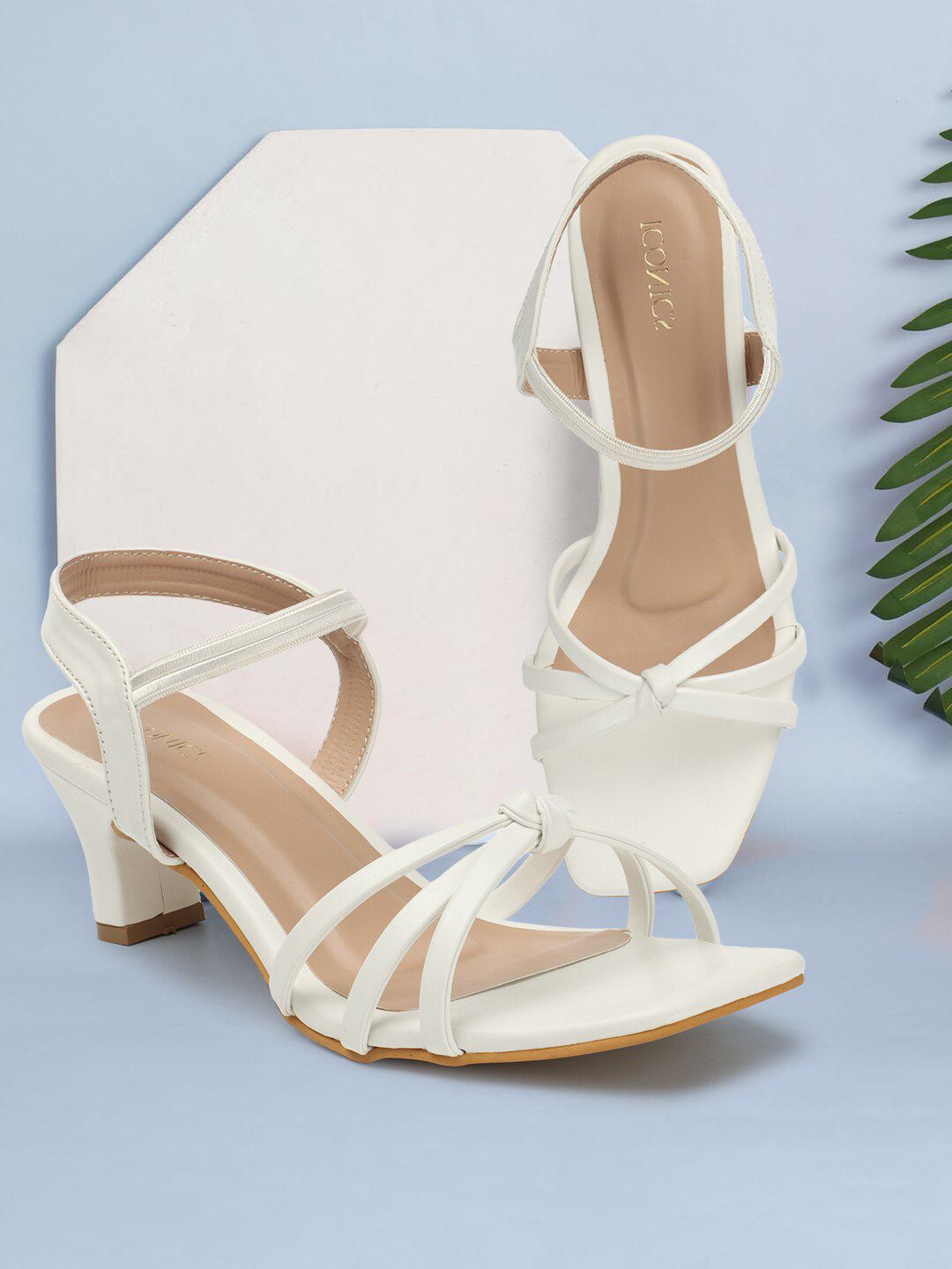 ICONICS Knotted Open Toe Block Heels With Backstrap-image-17