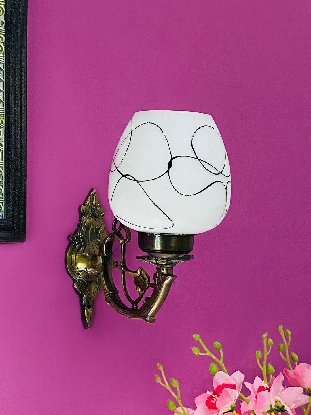 foziq White & Black Printed Glass Wall Lamp-picture-18