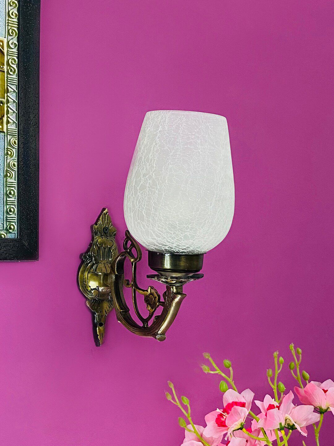 foziq White & Yellow Textured Glass Wall Lamp-picture-20