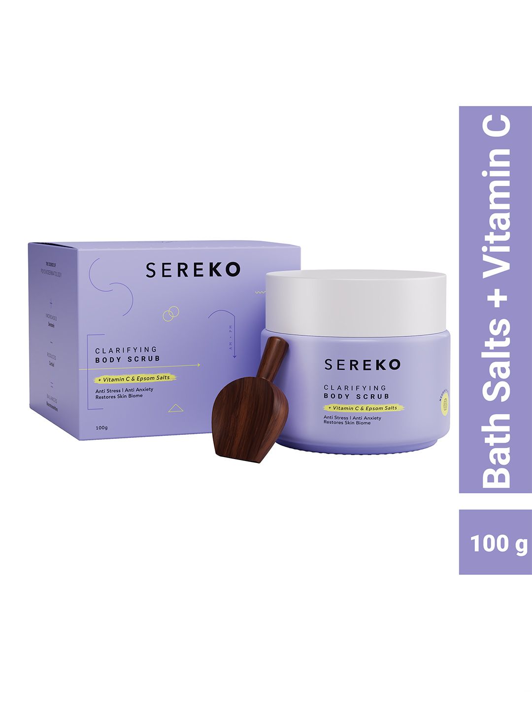 SEREKO Clarifying Body Scrub WIth Vitamin C & Epsom Salts To Restore Skin Biome - 100g-image-4
