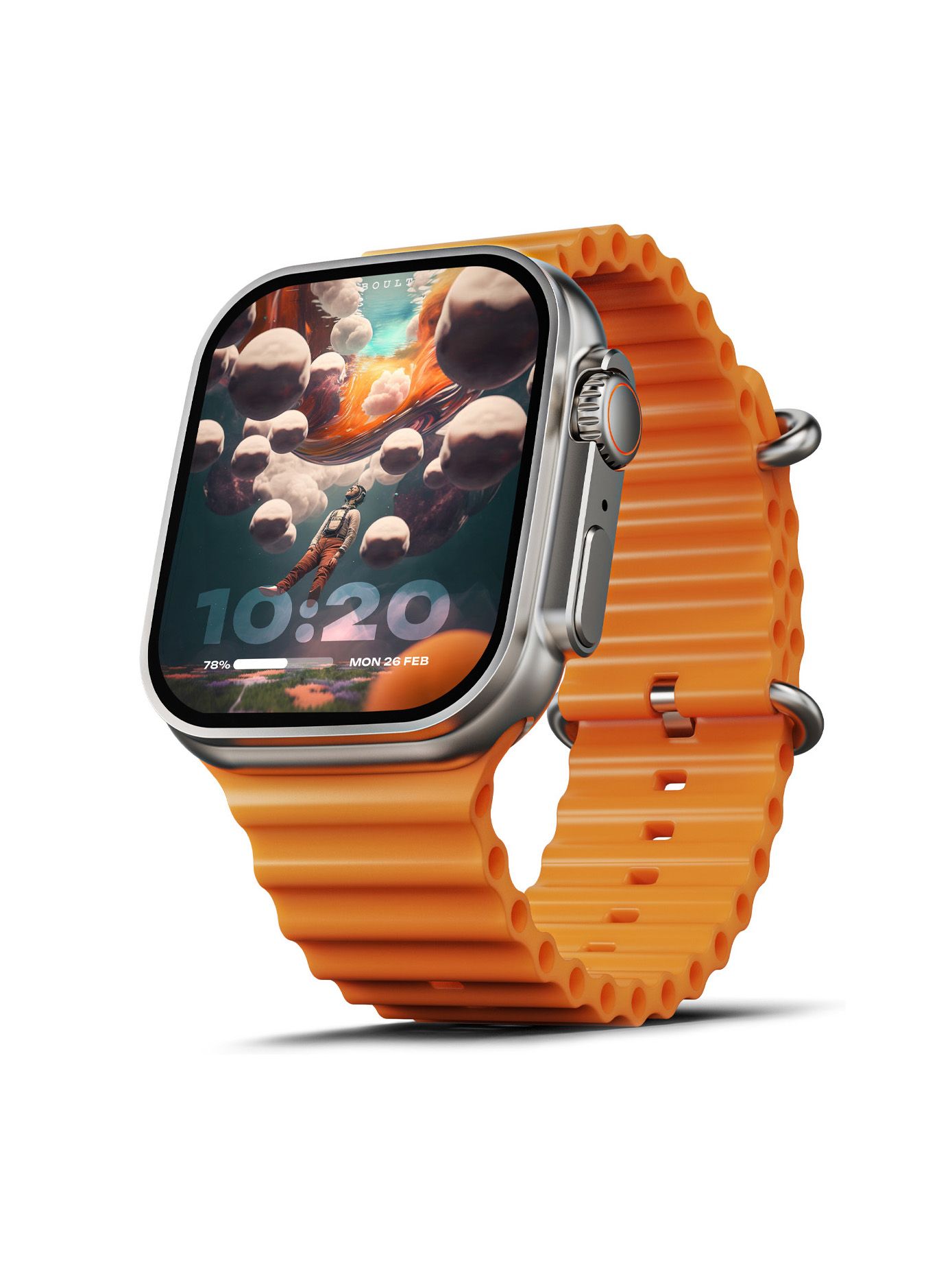 Boult Crown 1.95'' HD , BT Calling,Working Crown, 900 Nits, SpO2 Smartwatch