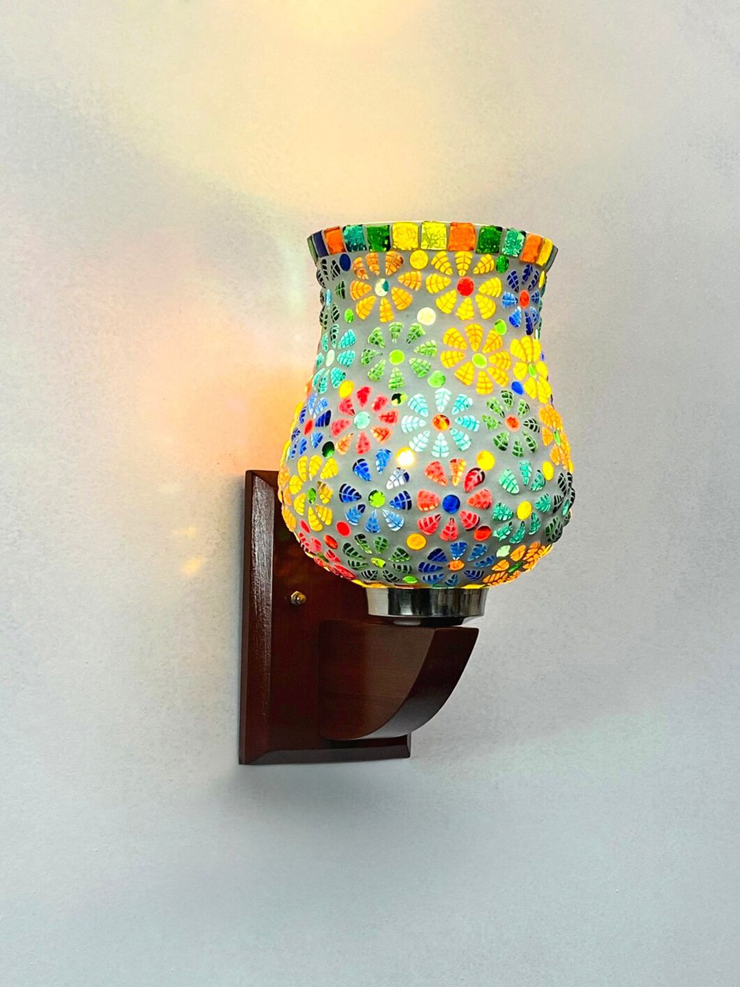 foziq White & Blue Printed Glass Wall Lamp-picture-57