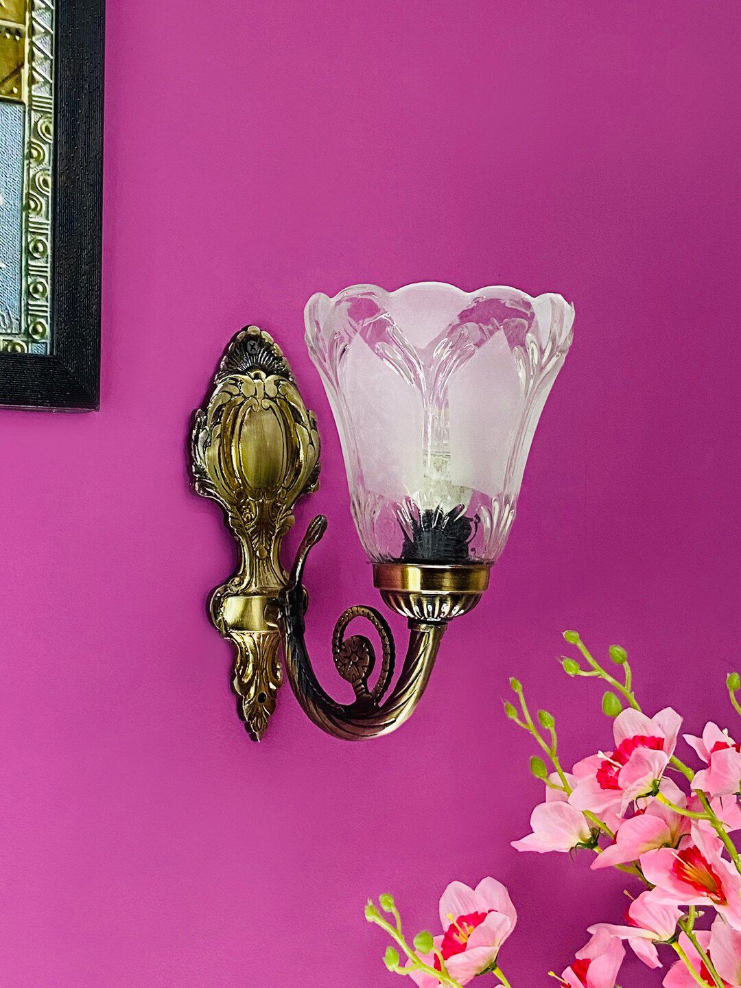 foziq Transparent & Yellow Textured Glass Wall Lamp-image-45