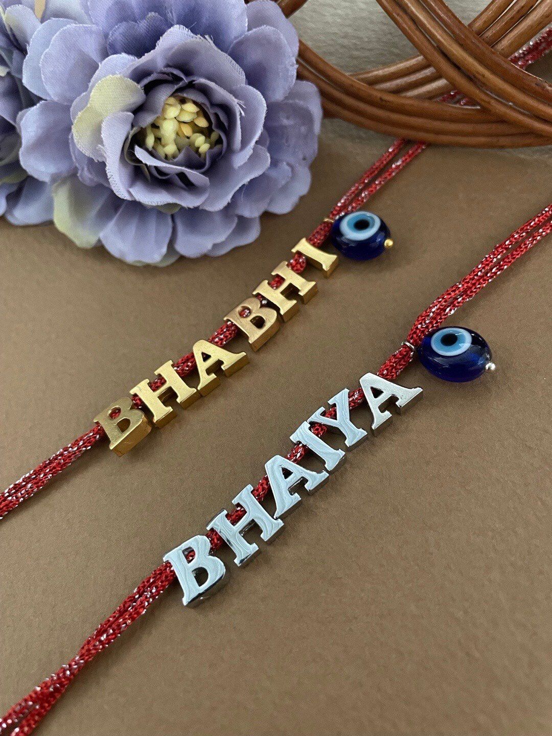 Digital Dress Room Men Set Of 2 Bhabhi & Bhaiya Charm- Studded Thread Rakhi-picture-44