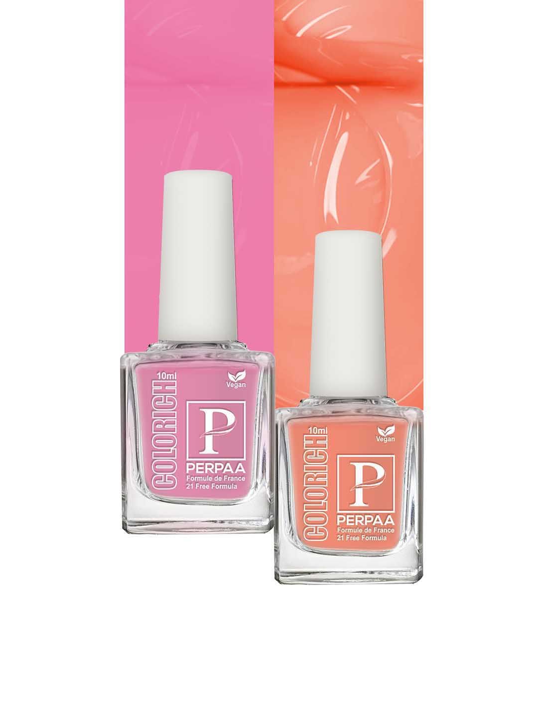 PERPAA Colorich Quick Dry Long Lasting Nail Polishes - 10ml Each Baby Pink 03 & Peach 04-image-23