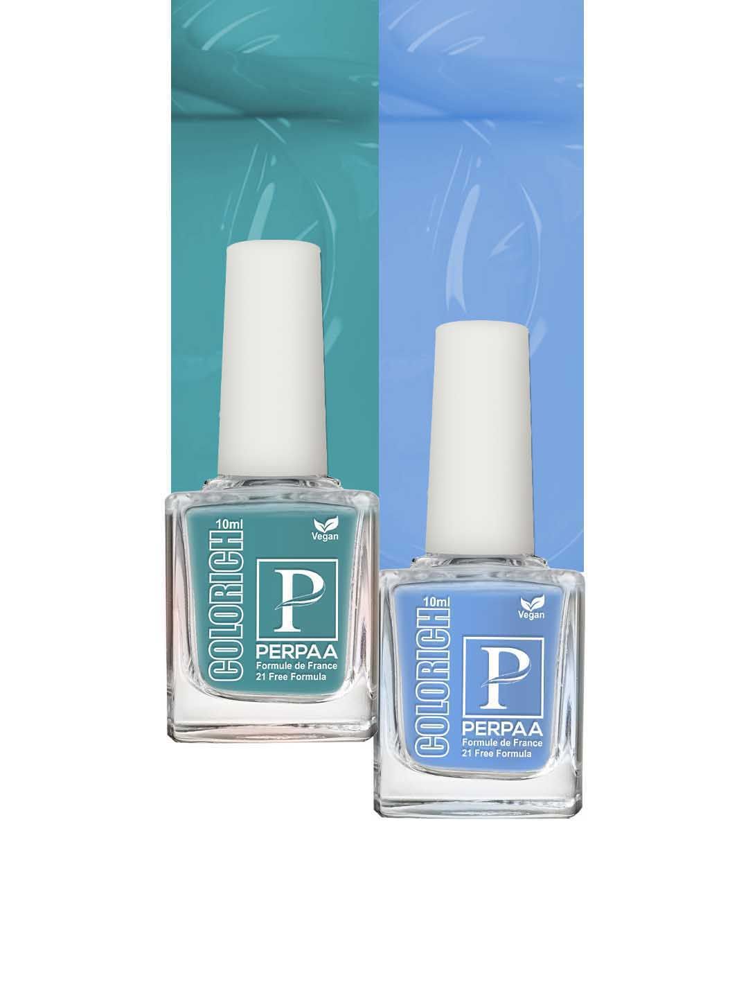 PERPAA Colorich 2 Pc French Formula Nail Polishes-10ml Each-Light Sea Green 05 & Ice Blue6-image-26