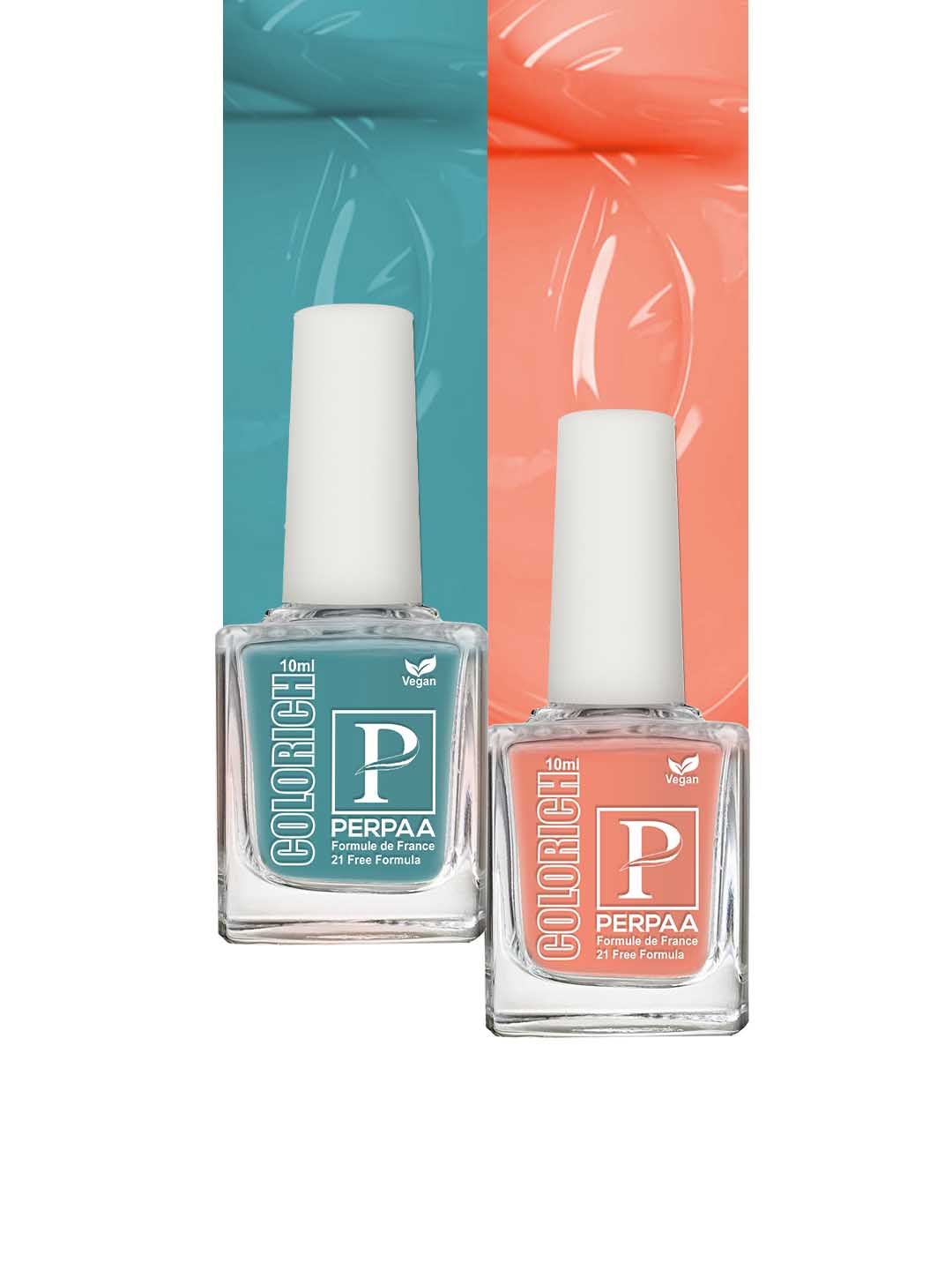 PERPAA Colorich 2 Pcs French Formula Nail Polish-10ml Each-Peach 04-Light Sea Green 05-image-24