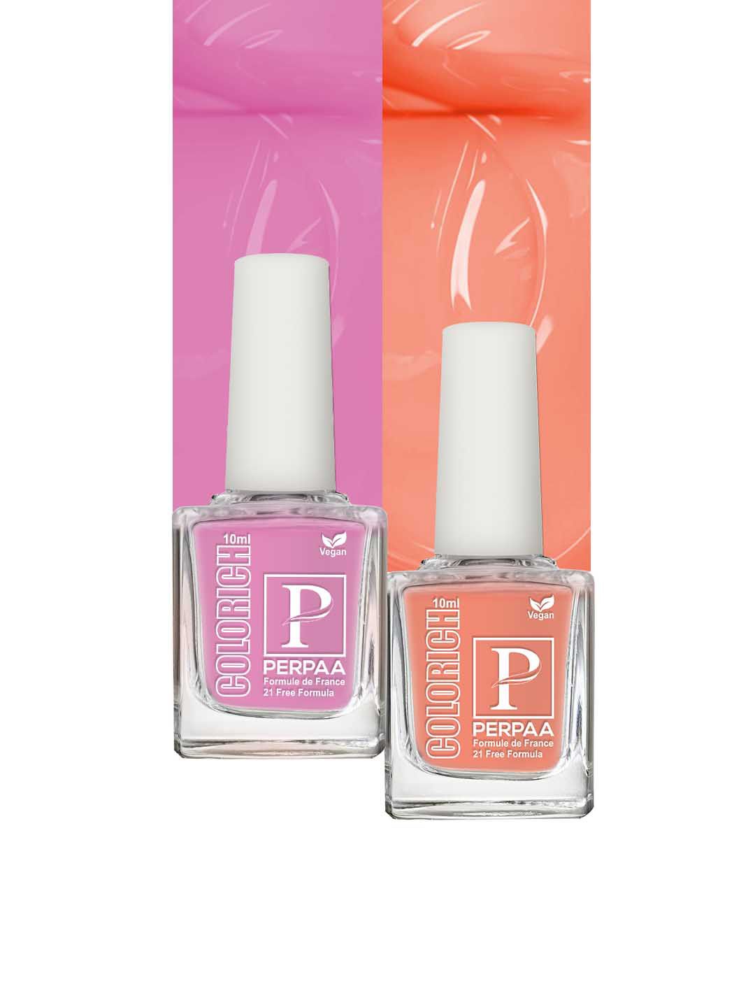 PERPAA Set of 2 Colorich Vegan Nail Polish 10ml Each - Rose Pink 02 & Peach 04-image-20