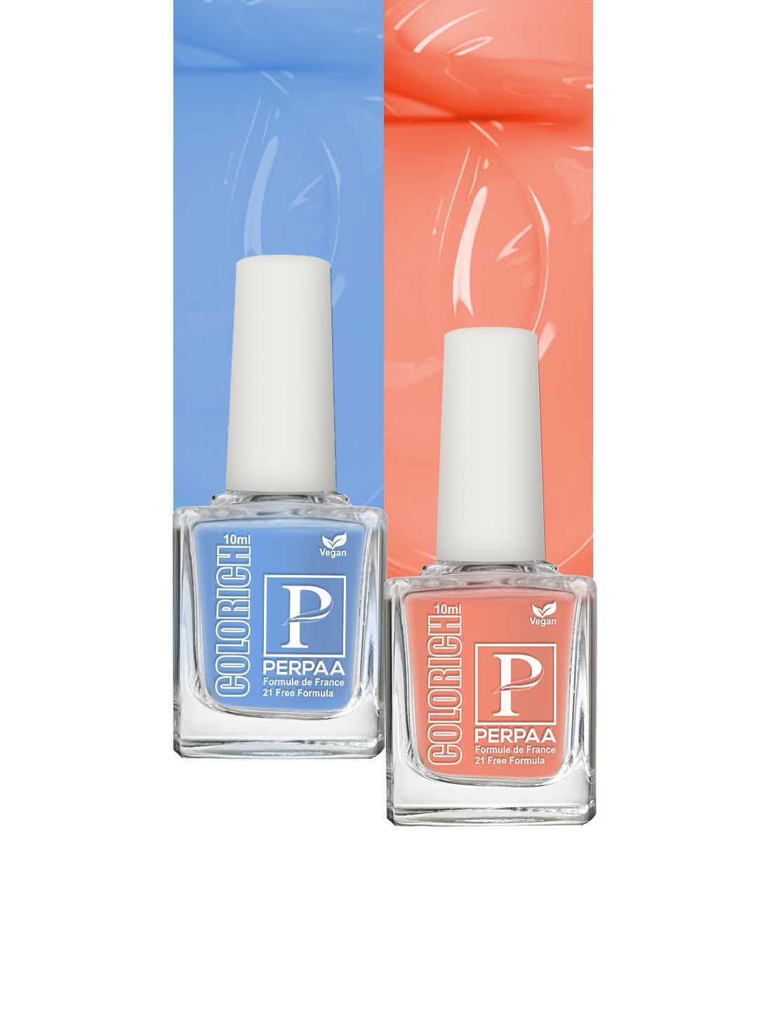 PERPAA Set of 2 Colorich Vegan Nail Polish 10ml Each - Peach 04 & Ice Blue 06-image-17
