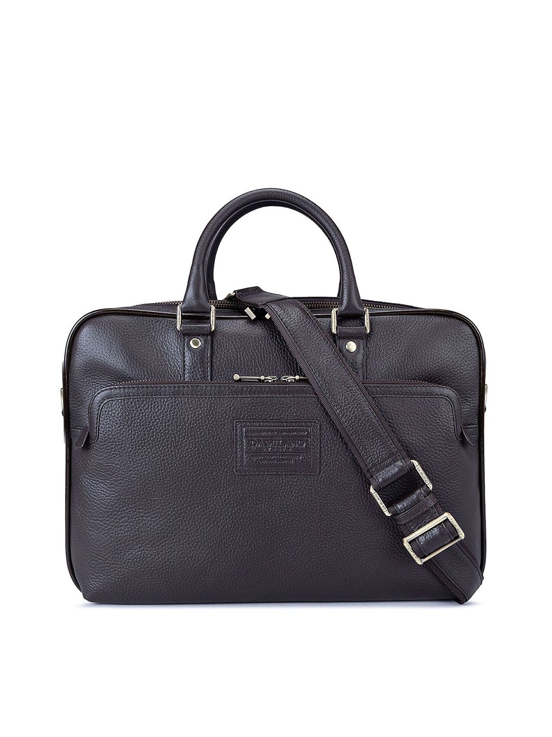 Da Milano Unisex Textured Leather 14 Inch Laptop Bag-picture-19
