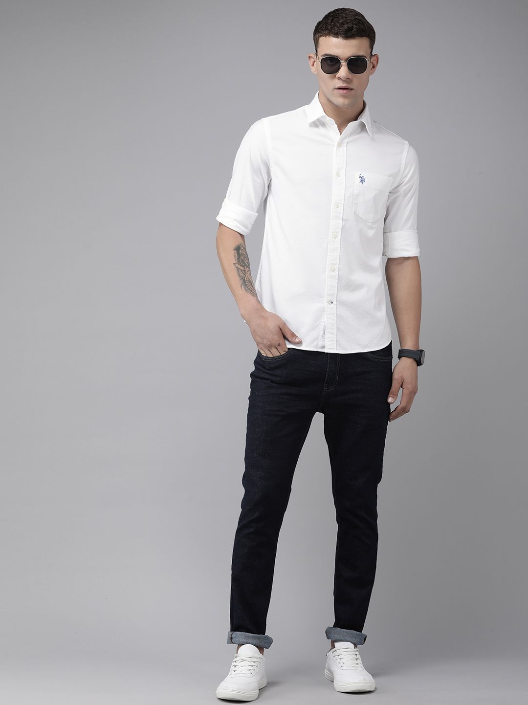 U.S. Polo Assn. Pure Cotton Solid Tailored Fit Casual Shirt-image-26
