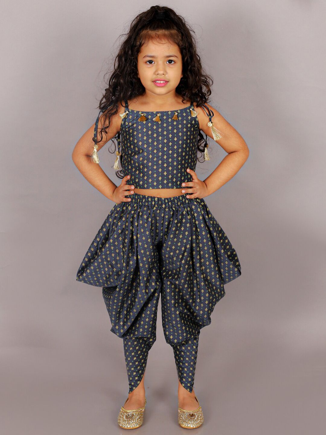 LIL DRAMA Ethnic Print Top with Dhoti Pants-picture-14